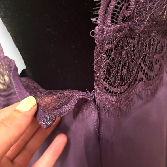 Adore Me Zandy Plum Silk and Lace Racerback Slip/Nightie with Adjustable Straps - Picture 5 of 14